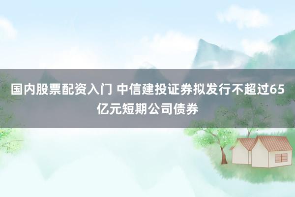 国内股票配资入门 中信建投证券拟发行不超过65亿元短期公司债券