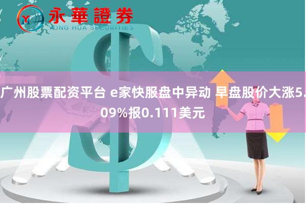 广州股票配资平台 e家快服盘中异动 早盘股价大涨5.09%报0.111美元