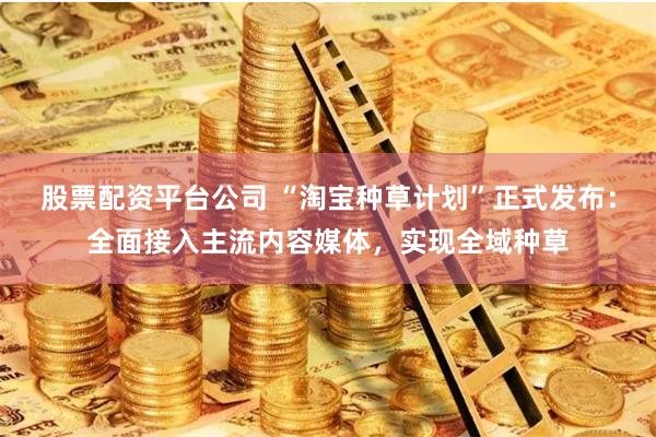 股票配资平台公司 “淘宝种草计划”正式发布：全面接入主流内容媒体，实现全域种草